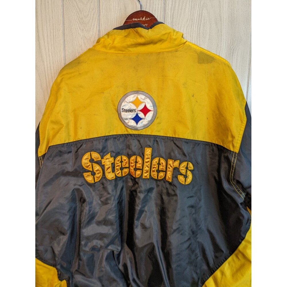 Distressed Pittsburgh Steelers Pullover Windbreaker NFL Men's 2XL Reversible - Picture 3 of 13